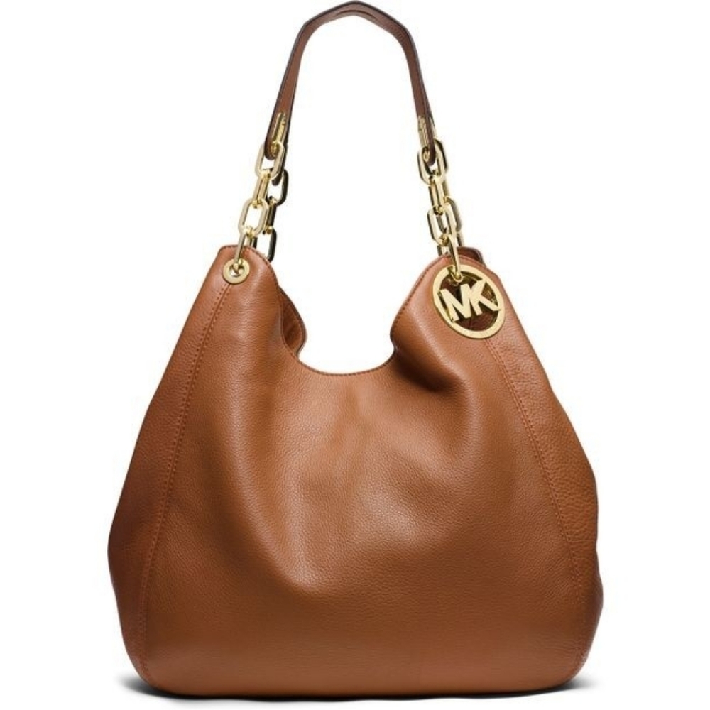 *Sold** Michael Kors Fulton Tan Leather Chain Bag